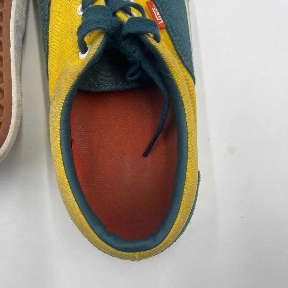 Vans Era Pro Skate Shoes Teal Yellow Suede Canvas Men Size 10.5‎ Low Top
